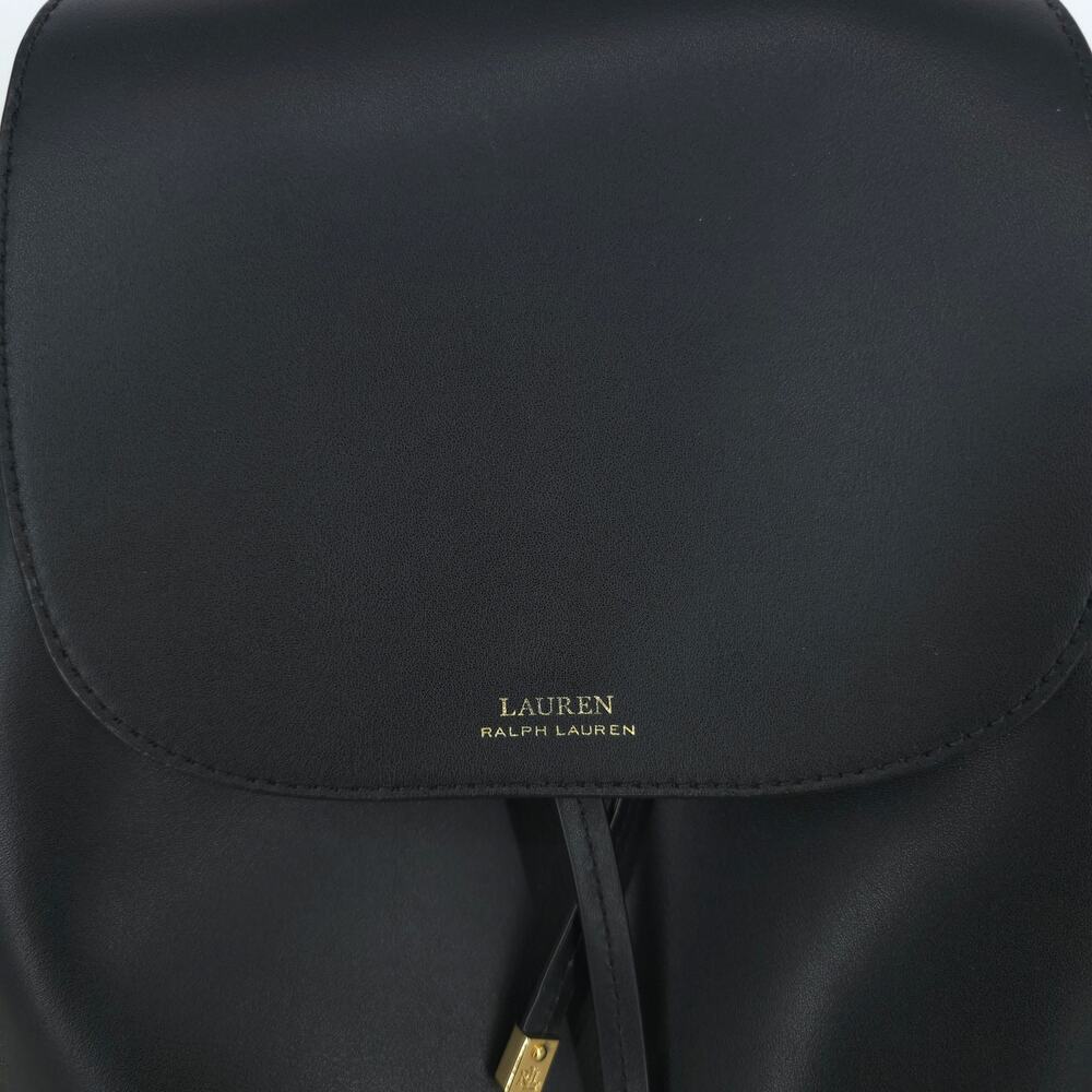 Lauren Ralph Lauren Dryden Flap Black Leather Backpack - Picture 3 of 16